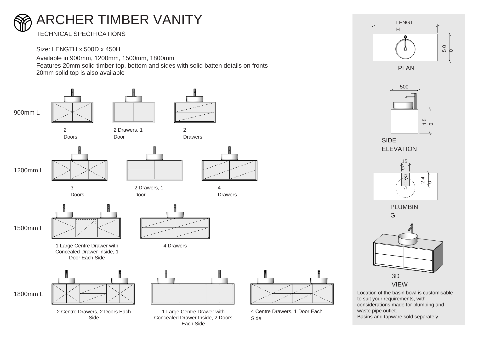 Archer Timber Vanity