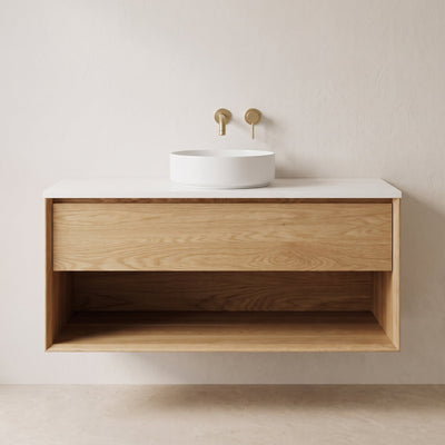 IN STOCK - Henne Vanity - 1000mm - American Oak - 1x Drawers view 2