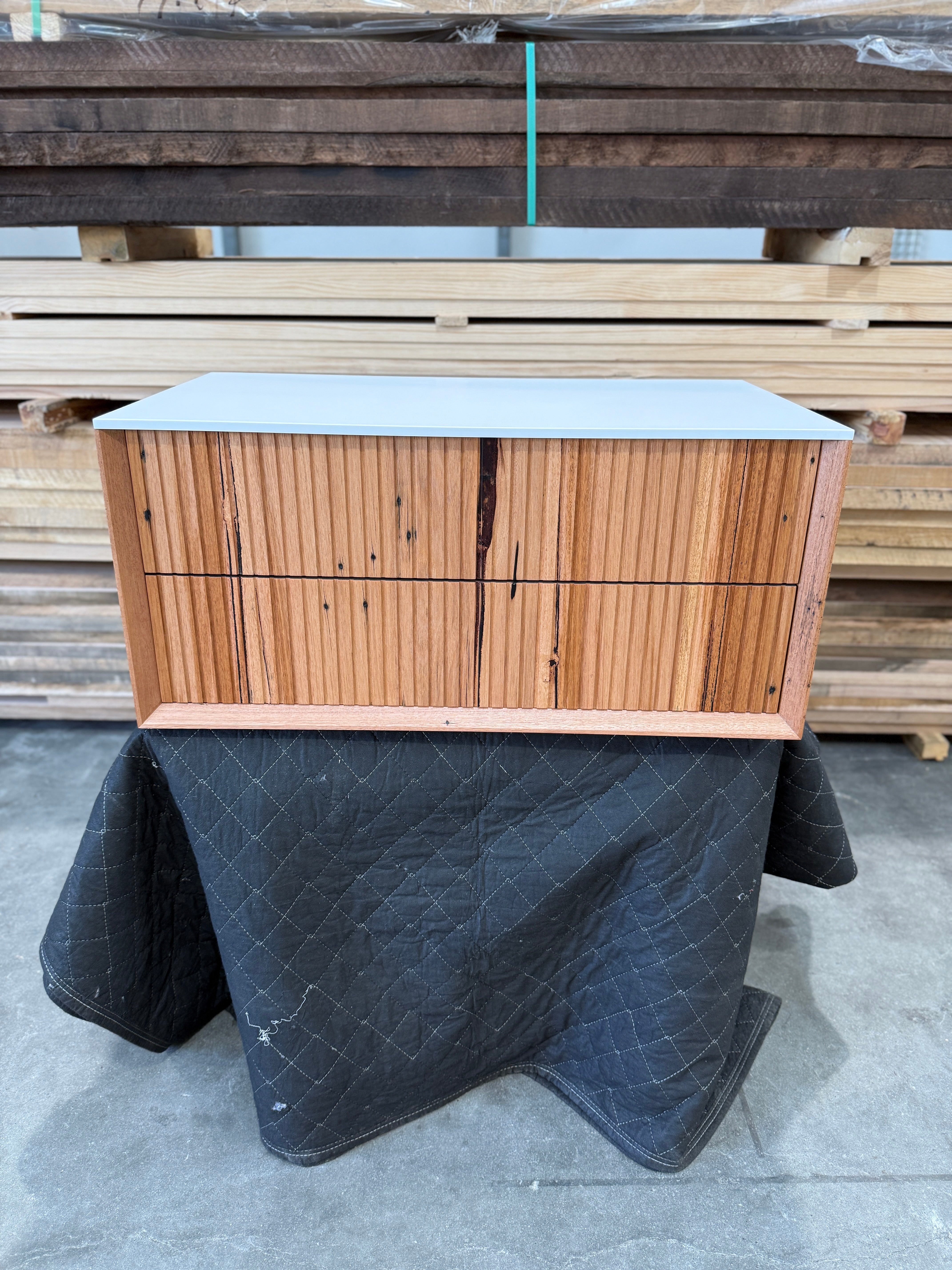 IN STOCK - Archer Vanity - 900mm - Recycled Messmate - 2x Stacked Drawer