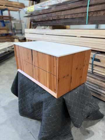 IN STOCK - Archer Vanity - 900mm - Recycled Messmate - 2x Stacked Drawer