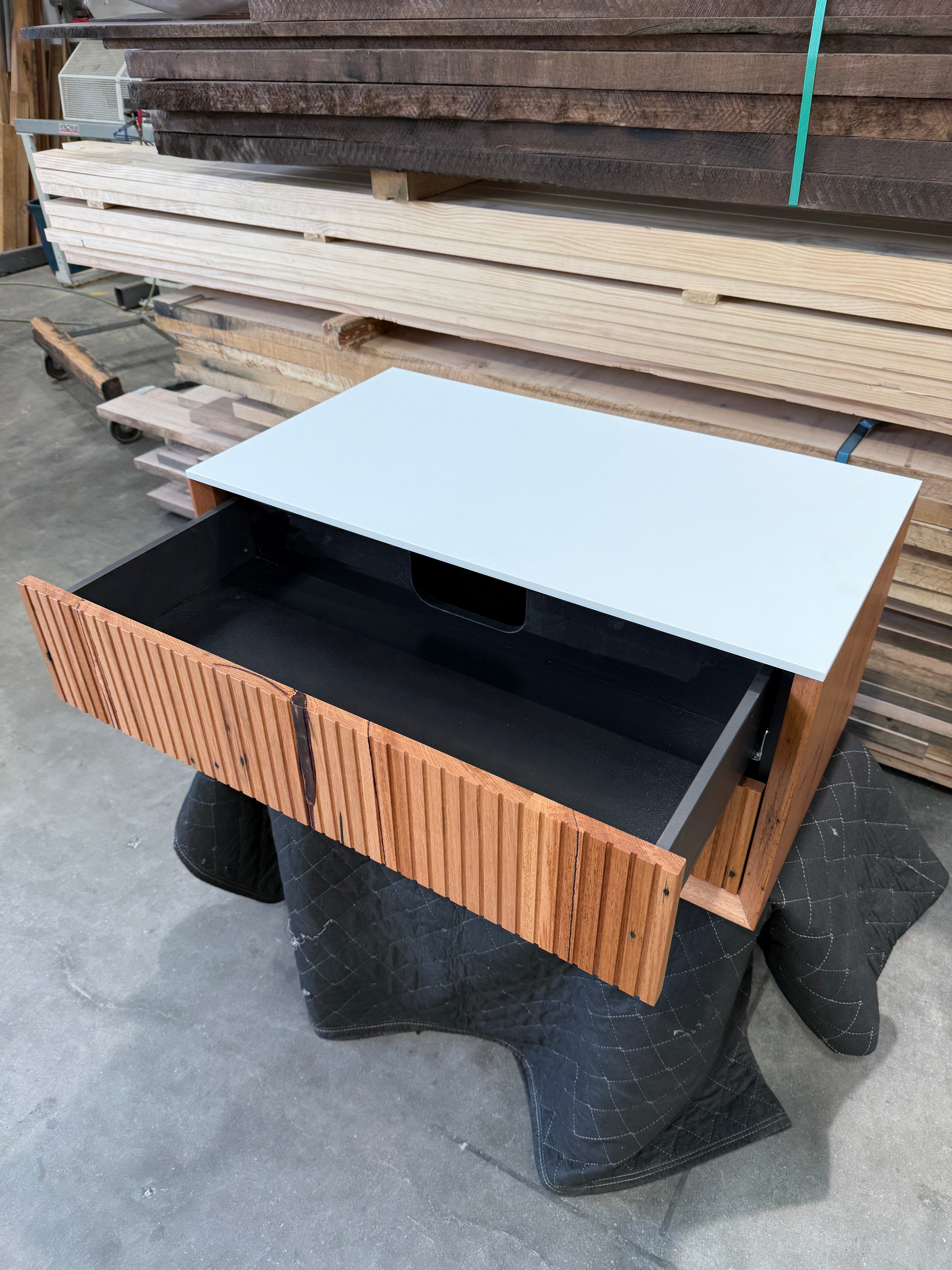IN STOCK - Archer Vanity - 900mm - Recycled Messmate - 2x Stacked Drawer
