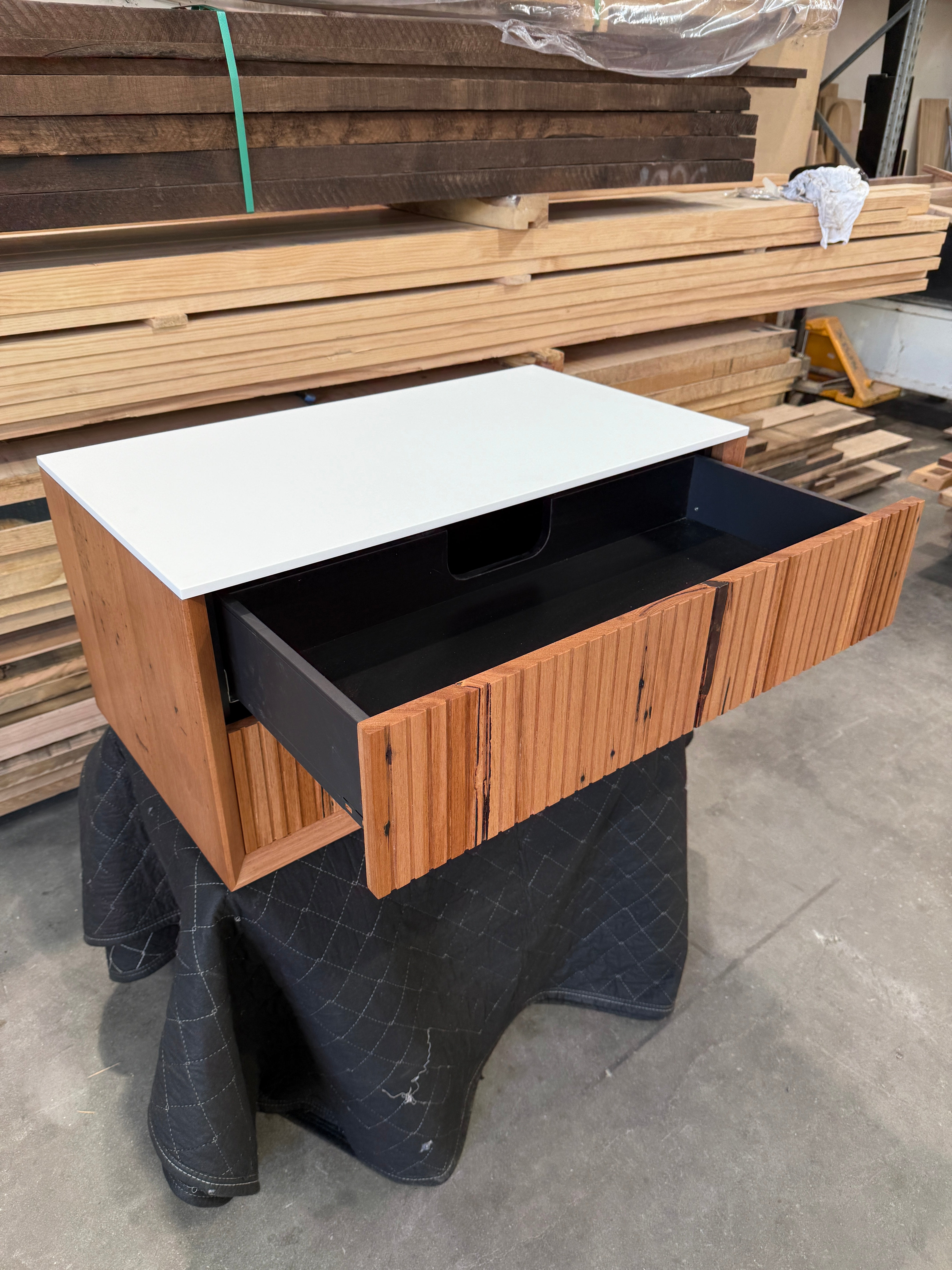 IN STOCK - Archer Vanity - 900mm - Recycled Messmate - 2x Stacked Drawer