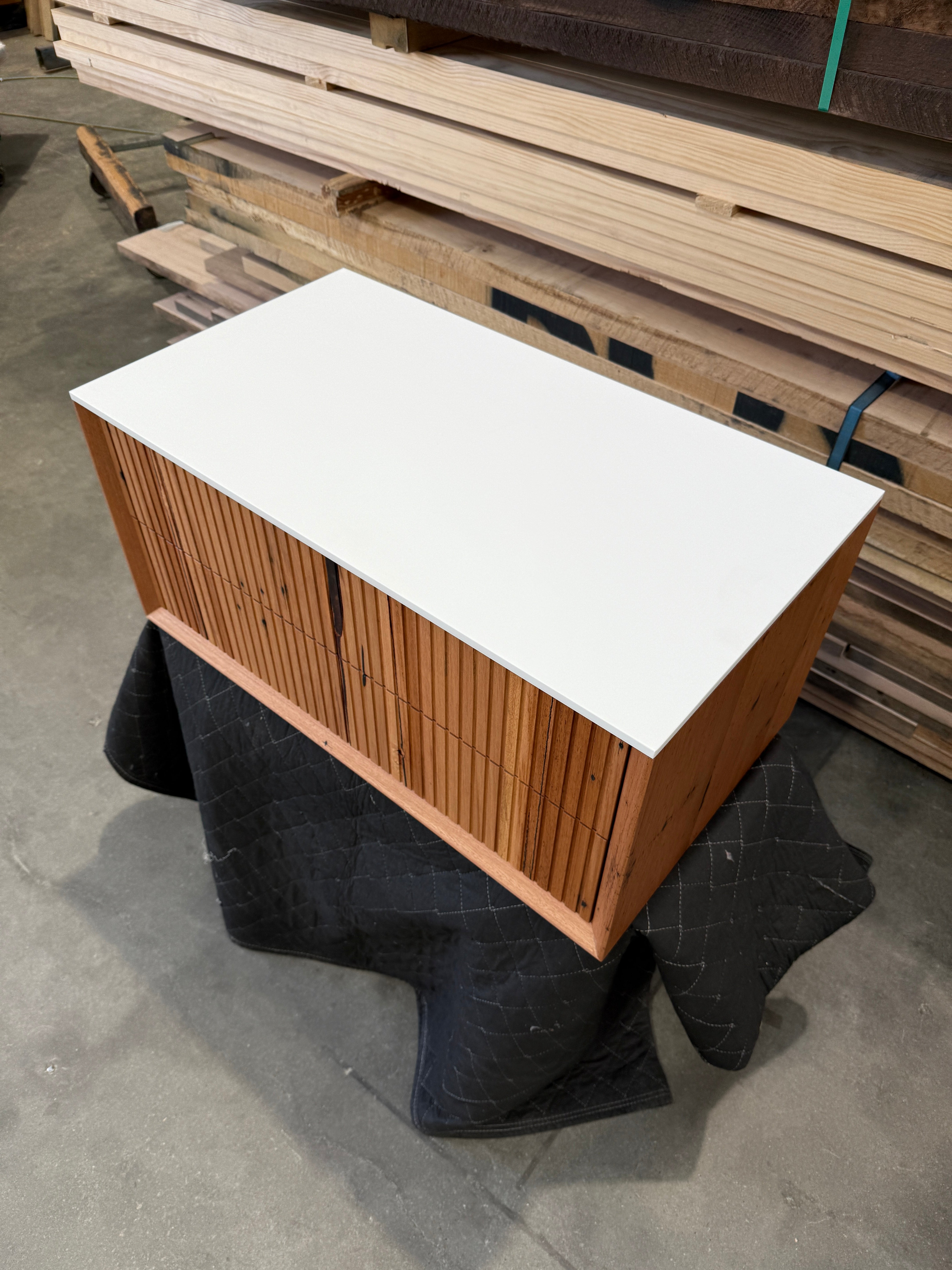 IN STOCK - Archer Vanity - 900mm - Recycled Messmate - 2x Stacked Drawer