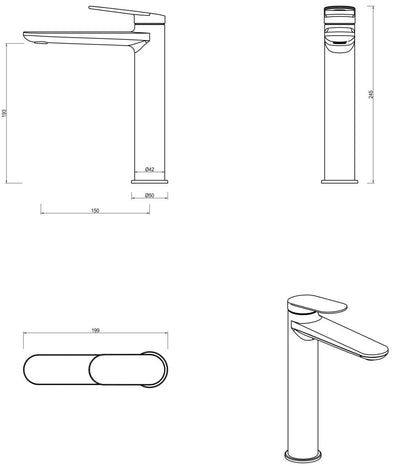 Lantra Tall Basin mixer view 6