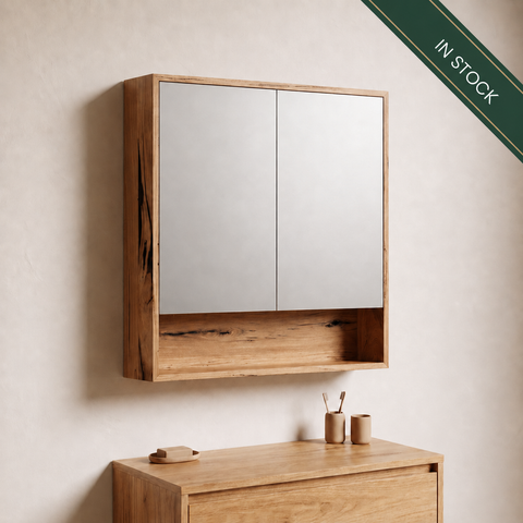 IN STOCK - Somers Shaving Cabinet - 900mm - Messmate - 2x Doors