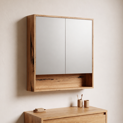 IN STOCK - Somers Shaving Cabinet - 900mm - Messmate - 2x Doors