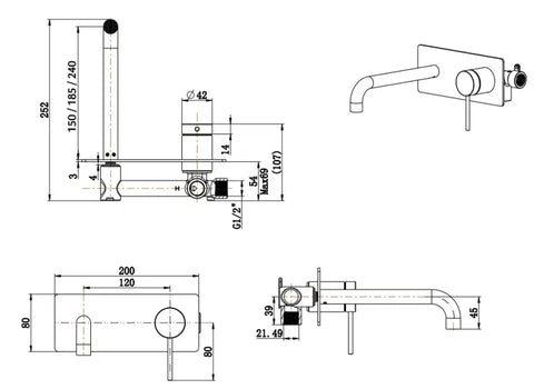 Mica Wall Basin mixer